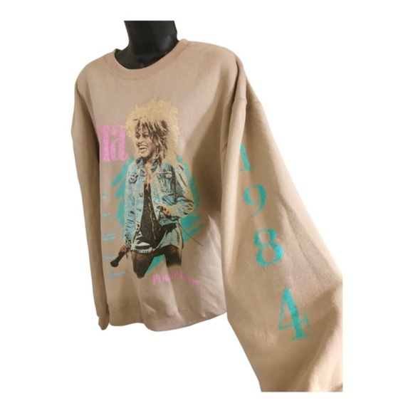 Tina Turner tan 1984 Private Dancer graphic print Concert sweatshirt size large - Picture 9 of 14